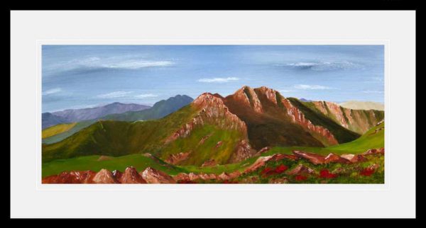 Yr Wyddfa and Crib Goch, Eryri seen from the Glyders, original framed oil painting for sale