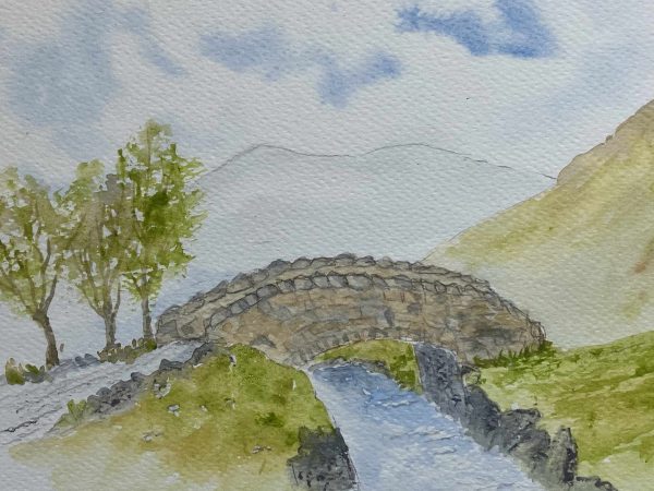 Ashness Bridge, Derwentwater, Lake District watercolour sketch for sale