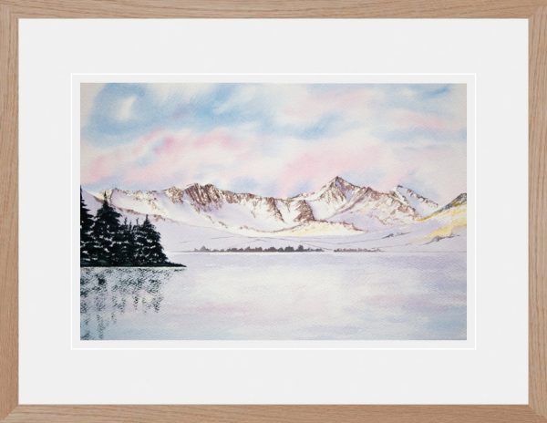 OrigInal watercolour painting of Yr Wyddfa in Winter, Eryri