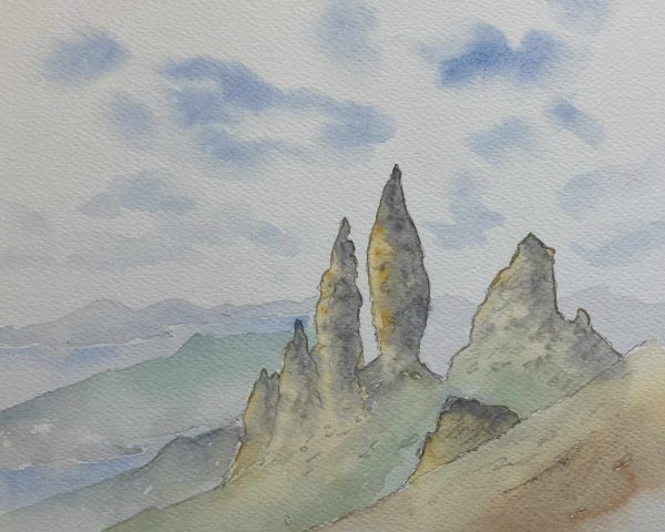 Old Man of Storr, Isle of Skye watercolour sketch for sale