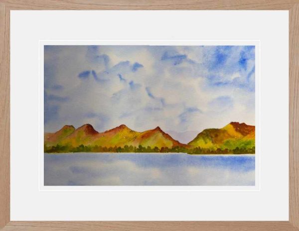 Catbells, Derwentwater original watercolour painting, Lake District framed artwork