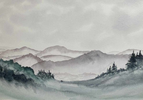 Loch Ness from Glen Moriston original watercolour painting for sale