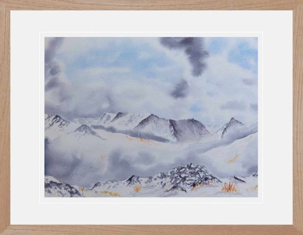 Ben Alder in Winter, Scottish Highlands watercolour painting for sale