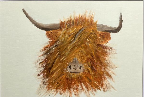 Lewis The Highland coo original oil painting for sale