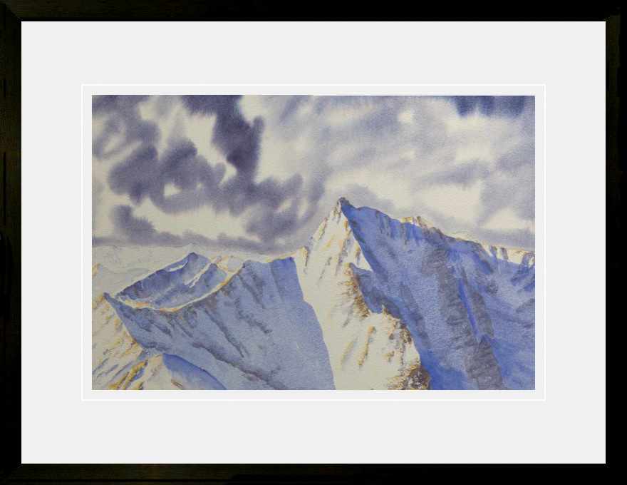 Carn Mor Dearg Arete, Ben Nevis original framed watercolour painting for sale