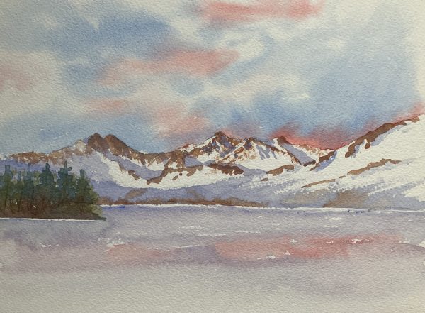 Yr Wyddfa, Eryri a winter watercolour sketch for sale