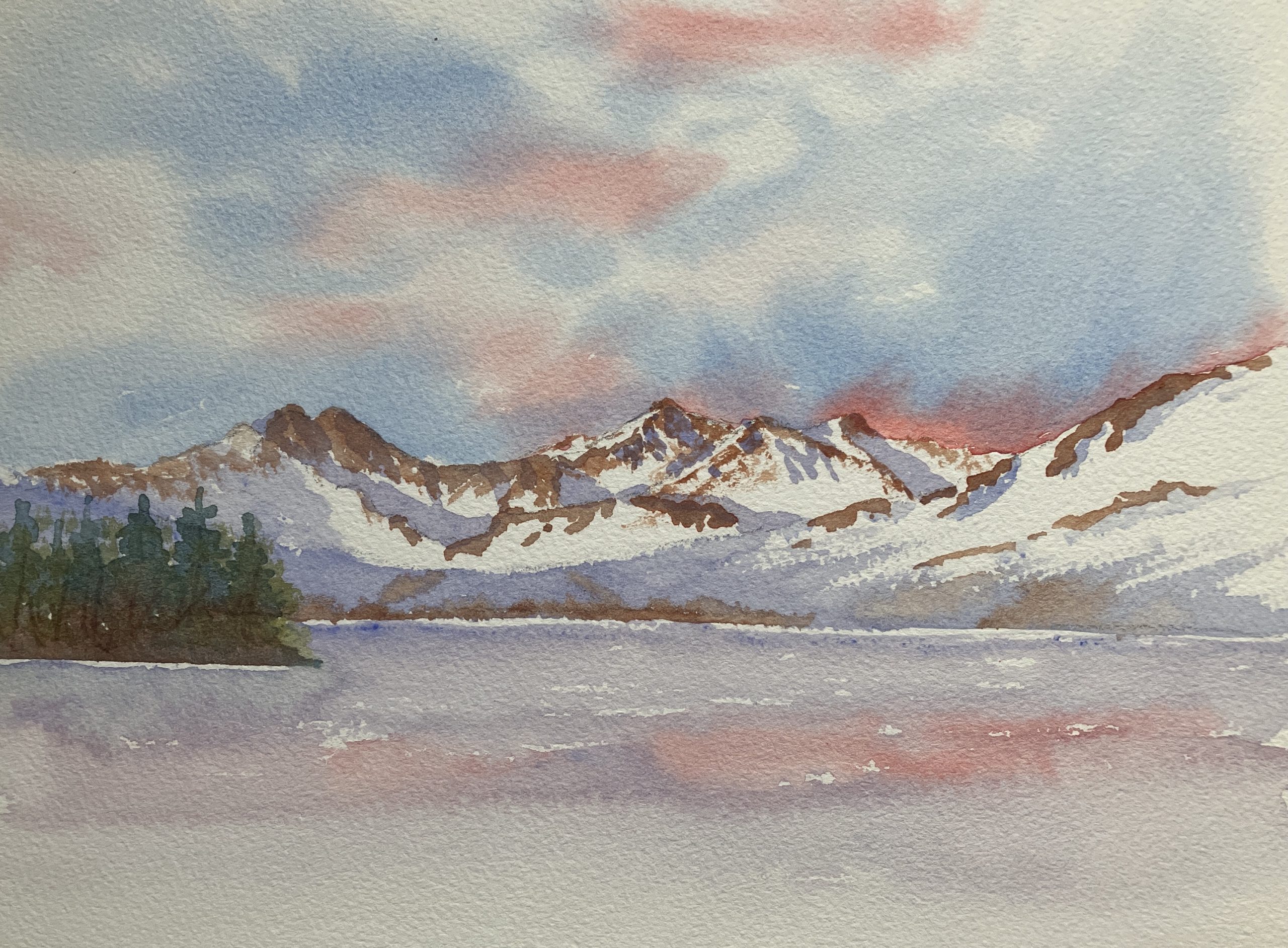 Yr Wyddfa, Eryri a winter watercolour sketch for sale