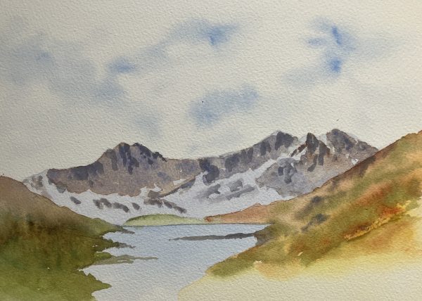 Yr Wyddfa in summer watercolour sketch for sale