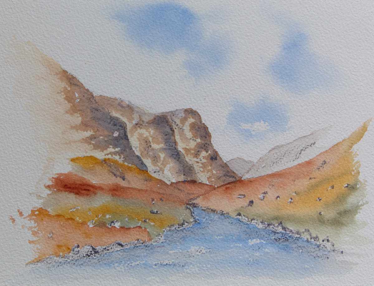 Three Sisters of Glencoe Sketch in watercolours for sale