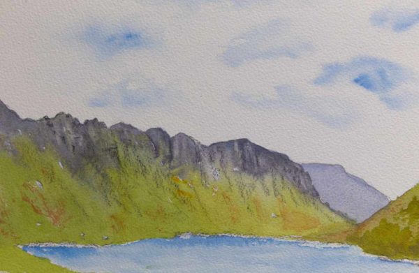 Aonach Eagach Ridge, Glencoe watercolour mountain sketch for sale