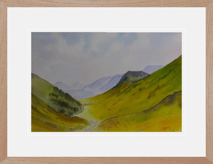 Glen Docherty and Loch Maree, watercolour painting of Scottish Highlands