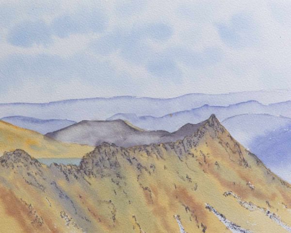 Striding Edge, Helvellyn, Lake District sketch in watercolours