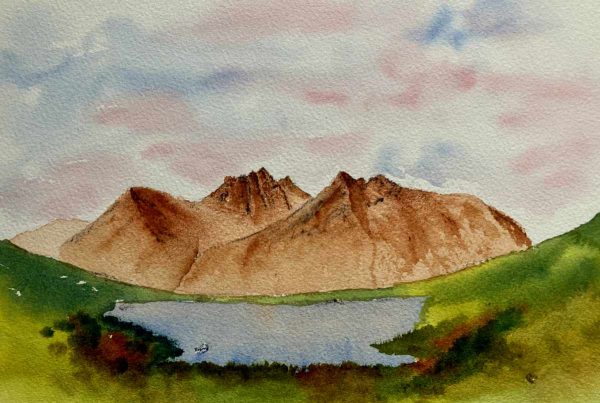 An Teallach at dawn original watercolour sketch for sale