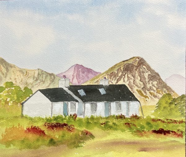 Bleckrock Cottage, G;encoe watercolour sketch for sale
